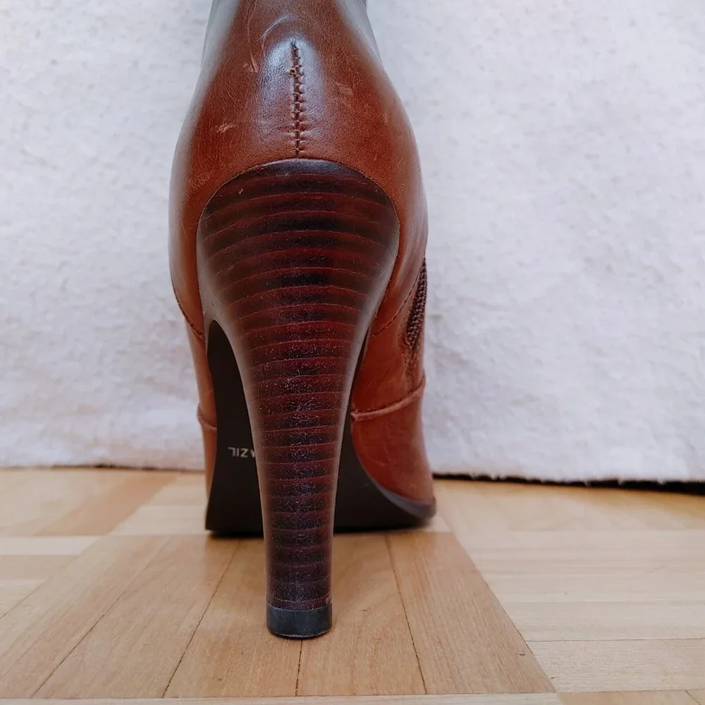 ๐ฏ% real leather Knee High heeled brown Boots - Picture 6 of 16
